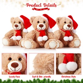 Aoriher 6 Pieces Bear Bulk Stuffed Animal Baby Shower Bear Plush Toys Soft Cute Bear Easter Graduation Gifts Sleeping and Playing Decorations(Khaki, Hat)