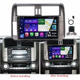 Slakerbe Android 14 Car Radio Compatible with Toyota Land Cruiser Prado 150 2009 2010 2011 2012 2013, 2G+32G 9" Touch Screen Car Stereo with Wireless Carplay Android Auto GPS WiFi Mic Backup Camera