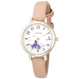 Fieldwork ASS155-2 Women's Analog Watch Juren Animal Pattern Cat Leather Strap Beige, beige