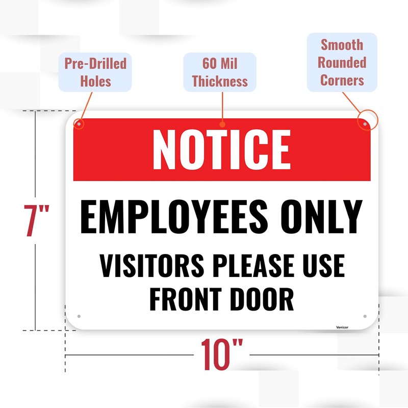 1PC Employee Entrance Only Sign, 10 x 7 Inches -
