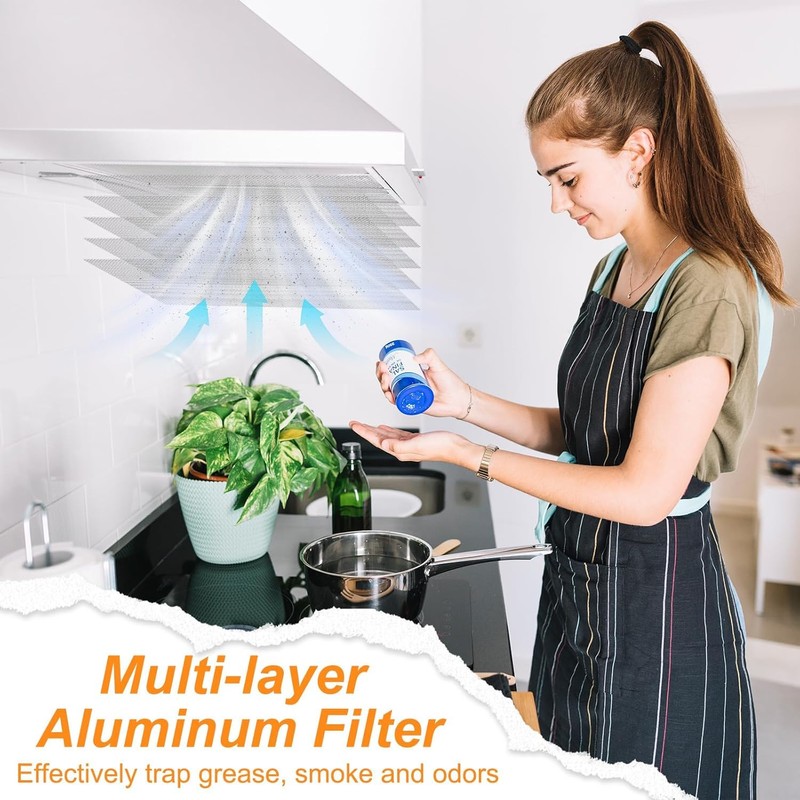 Maridergo 2 Pack 5-Layer Aluminium Cooker Hood Filter, 320x260mm, Modern