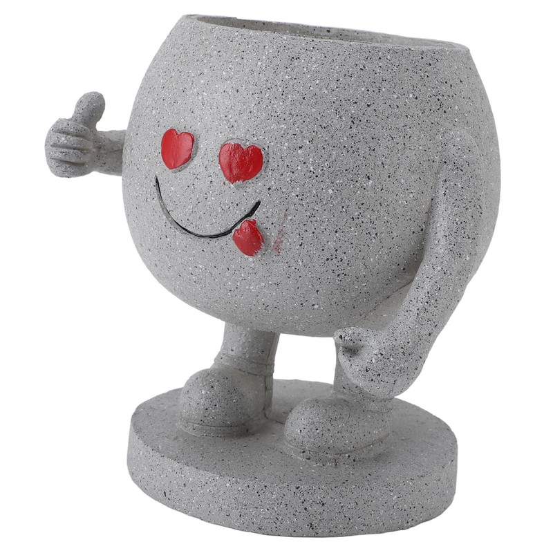 Succulent Pot Adorable Smiling Figure Standing Thumb Up Resin Flower