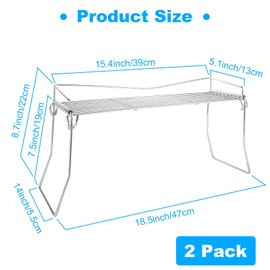CYEAH 2 Pcs Metal The Sink Vanity Organizer, Metal Over The Sink Organizer Shelf Rack, Foldable Pantry Shelf, Spice Rack for Cabinet, Under Sink Countertop Organization Storage Space Save