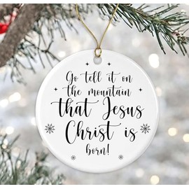 Go Tell It On The Mountain Ornament, Hymn Ornament, Christian Christmas Ornament, Birth of Jesus Ornament, Religious Ornament, Printed on Both Sides