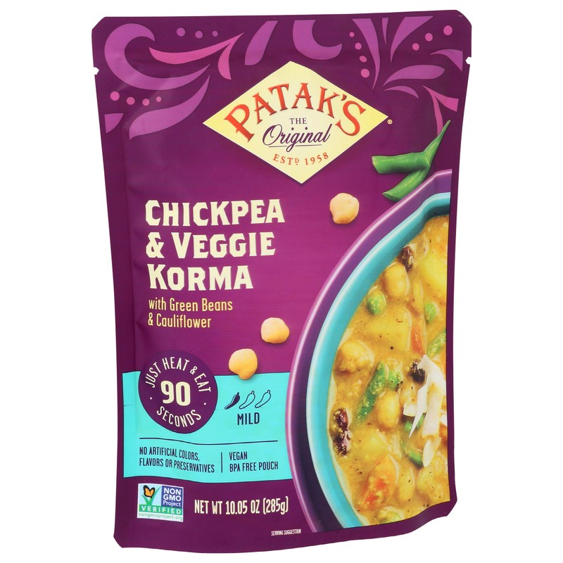 Patak's Chickpeas and Veggie Korma Ready To Heat Curry, 10.05