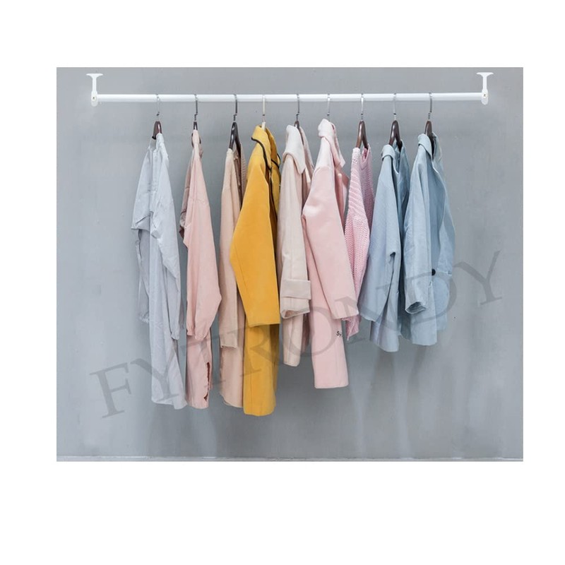 White Edition Stainless Steel Wardrobe Pipe, Closet Lever Support Rod