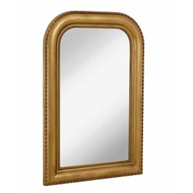 Hamilton Hills 36" x 24" Classic Gold Framed Polished Glass Top Round Corner Mirror - Thick Arched Top Rich Wall Mirror - Vanity for Bathroom Decor, Bedroom, Living Room - Hangs Horizontal or Vertical