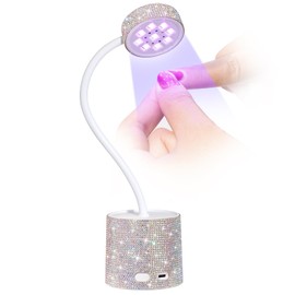 CHRISTINE SHELLY UV LED Nail Lamp, Mini UV Light for Gel Nails Polish, Rechargeable LED Flash Cure Nail Dryer, Quick Drying Goosenecks UV Nail Lamp for Home Nail Salon DIY Manicure, AB Diamond