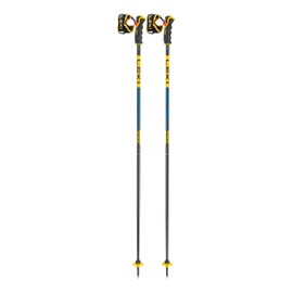 LEKI Spitfire 3D Lightweight Aluminum Ski Poles for Alpine Skiing - Denimblue-Aegeanblue-Mustardyellow - 125 cm