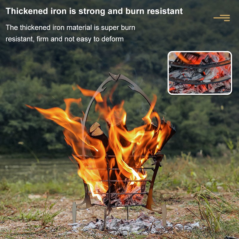 Folding Campfire Grill Camping Fire Pit Portable Wood Burning Bonfire