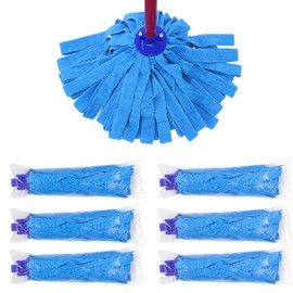 6 PCS Blue Microfiber Mop Replacement Compatible with All Standard US Threading Pole &0.8" Diameter Mop Handle