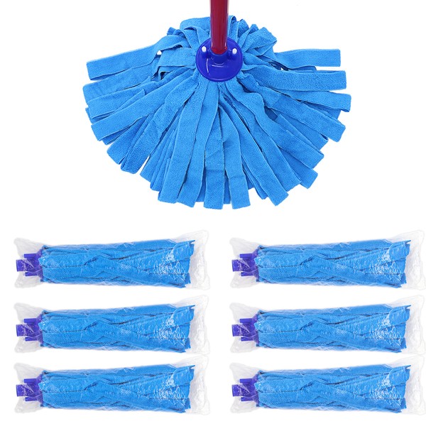 6 PCS Blue Microfiber Mop Replacement Compatible with All Standard