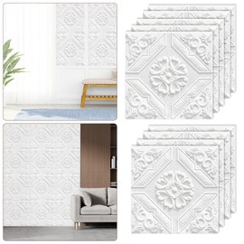 10Pack 3D Wall Panels Peel and , White Faux Brick Wallpaper Stickers with Self-Adhesive Waterproof Foam for Interior Wall Decor, Bedroom, Bathroom, Kitchen, Fireplace