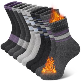 SIMIYA 5 Pairs Merino Wool Socks for Women Winter Thick Warm Hiking Socks Women Thermal Crew Cushion Socks