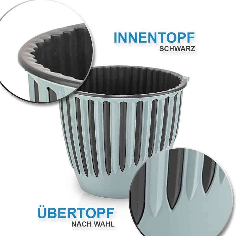 minify Blumentopf-Set mit 3 Größen ⌀149/165/188mm Design-Pflanztöpfe für Innen- und