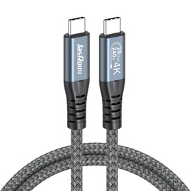 JasRoum USB C 3.2 Gen 2 Cable 3ft with 20Gbps High Speed Data Transfer/240W Charging/4K@60Hz Type C Monitor Cord Braided for Monitor Portable SSD Hub Docking Station Laptop Phone