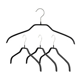 Mawa Narrow Petite Clothing Hangers, Steel Hanger with Non-Slip Coating, for Shirts, Dresses, Suits, Camisoles, Jackets, 360-degree Rotatable Hook, Set of 4, Black