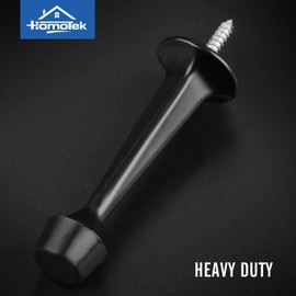 HOMOTEK 3 Pack Heavy Duty Solid Rigid Door Stop with Soft Rubber Tip, Zinc Die Cast Door Stopper Protect Wall & Door, Black