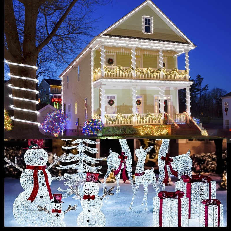 33ft/10m LED Rope Lights, Cool White Rope Light Outside, Waterproof