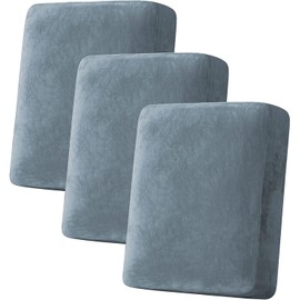 ADPON Velvet Stretch Couch Cushion Cover Plush Cushion Slipcover for Chair Loveseat Sofa Cushion Furniture Protector Seat Cushion Sofa Cover (3 Cushion Sofa,Stone Blue)