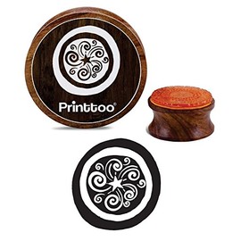 Printtoo Star & Swirls Pattern Craft Textile Round Wooden Rubber Stamp Brown Block-2 Inch