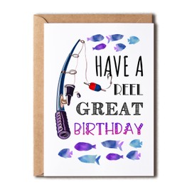 EruditeGifts Reel Great Fishing Birthday Card - Funny Fishing Greetings