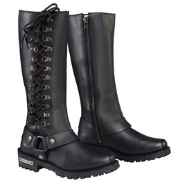Milwaukee Leather Women's Harness Square Toe Leather Boots with Full Lining (Black, Size 7.5W/14" Wide)