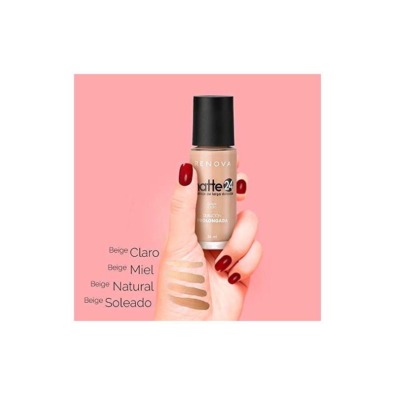 Renova Base Maquillaje Liquido Larga Duracion Matte24 Color Beige Natural