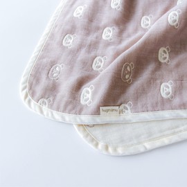 Hagumaumu 1830-MS-03 Gauze Blanket (MS Baby 70x70, Panda, Brown, 5 Layers, Plump)