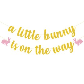 Bunny Baby Shower Party Decorations, A Little Bunny Is On The Way Banner for Spring Easter Themed Baby Girls Gender Reveal Party Supplie