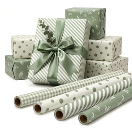 4 Rolls Sage Green Wrapping Paper- 17 x 120 in Wedding Gift Wrap Paper
