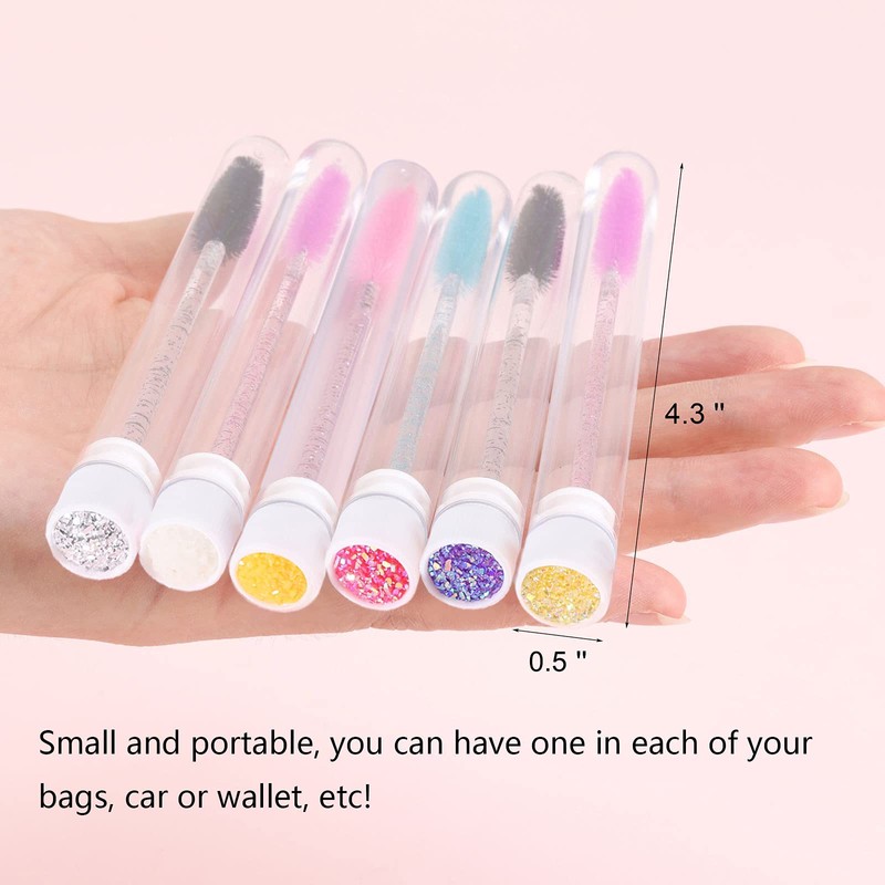 6PCS Eyelash Brushes Disposable Crystal Eyebrow Brush Spoolies for Eyelash