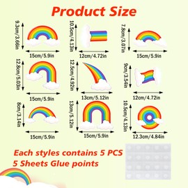 Wonmon 45 PCS Rainbow Cutouts for Bulletin Board Decoration, Cute Rainbow with Cloud Paper Cut-Outs Nameplates for Teachers Students Summer Home Back to School Office Classroom Wall Decor