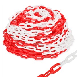 10 m Barrier Chain Red White Plastic, 6 mm Plastic Chain Barrier Made of Polyethylene, Highly Visible, Lightweight and Practical Plastic Chain for Barriers, Parking Lots and Construction Sites