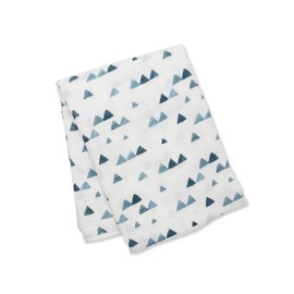 Lulujo Baby Bamboo Muslin Silky Soft Swaddling Blanket, Navy Triangles, 47 x 47-Inches