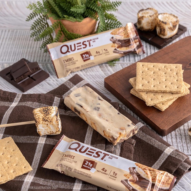 Quest Nutrition S'mores Protein Bar, 21g Protein, 4g Net Carbs,