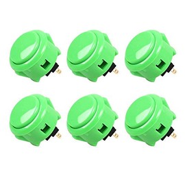 SANWA 6 pcs OBSF-30 Original Push Button 30mm - for Arcade Jamma Video Game & Arcade Joystick Games Console (Green) S@NWA
