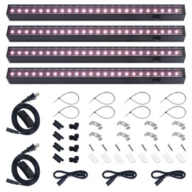 Barrina Barrina 1ft Grow Lights for Indoor Plants Full Spectrum, LED Grow Lamp with Black Cover, T5 Grow Light Strip, Under Cabinet Grow Light with Switch Cord, Plug and Play, Linkable, Pinkish White, 4 Packs