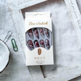 Flower Press on Nails Almond Fake Nails Cherry Blossom Design False Nails Full Cover Long Almond Acrylic Glue on Nails Glossy White Nail Tips Spring Flowers Stick on Nails for Women Nail Art Decor