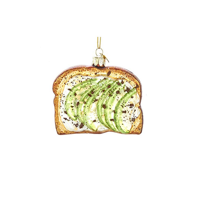 Kurt Adler Noble Gems Avocado Toast Glass Ornament, 3.75-Inch Tall
