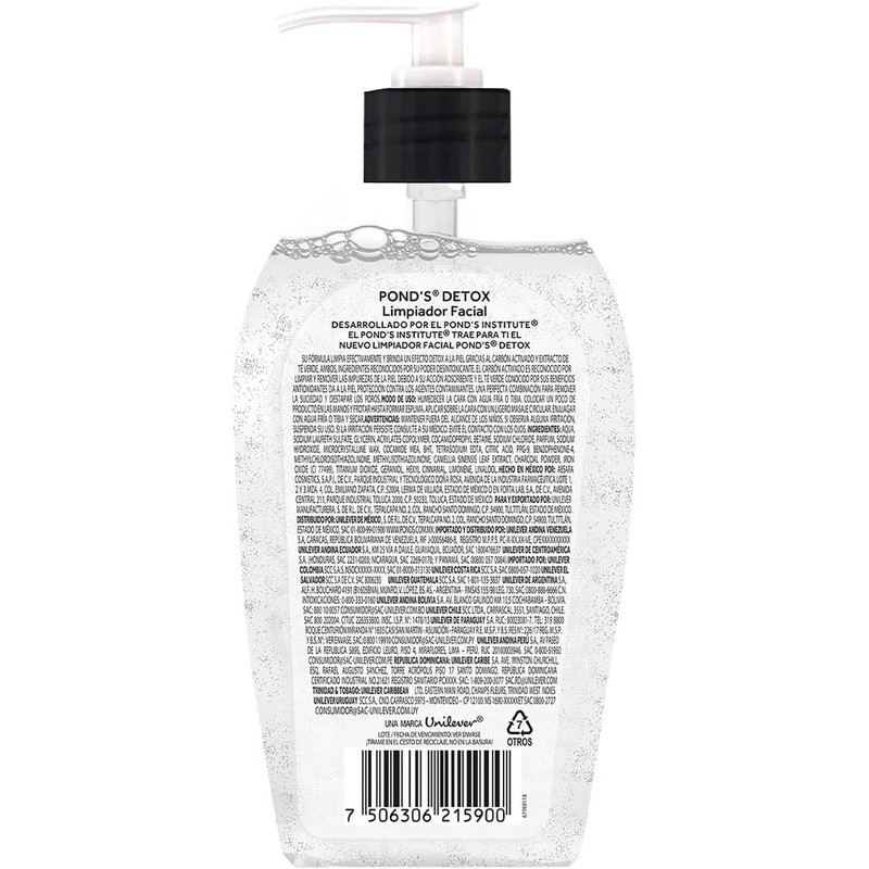 POND'S Limpiador Facial Detox con Carbón Activado y Té Verde