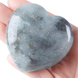 AWARDSEN 60 mm Large Heart Moonstone Crystals Gemstones Gifts for Women, Heart Shaped Stone Reiki Healing Crystals for Valentine's Day, Anniversary, Birthdays and Thanksgiving Day