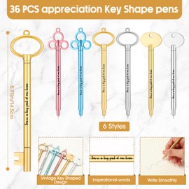 Sayglossy Team Appreciation Gifts Include Inspirational Key Shape Rollerball Pen Teammate Appreciation Card Employee Appreciations Gifts for Staff Coworker Office Stationery Supplies (36 Sets)