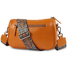 Dksongr Italian Genuine Leather Crossbody bags for Women Small Leather Purses Shoulder Crossbody Handbags with Wide Strap