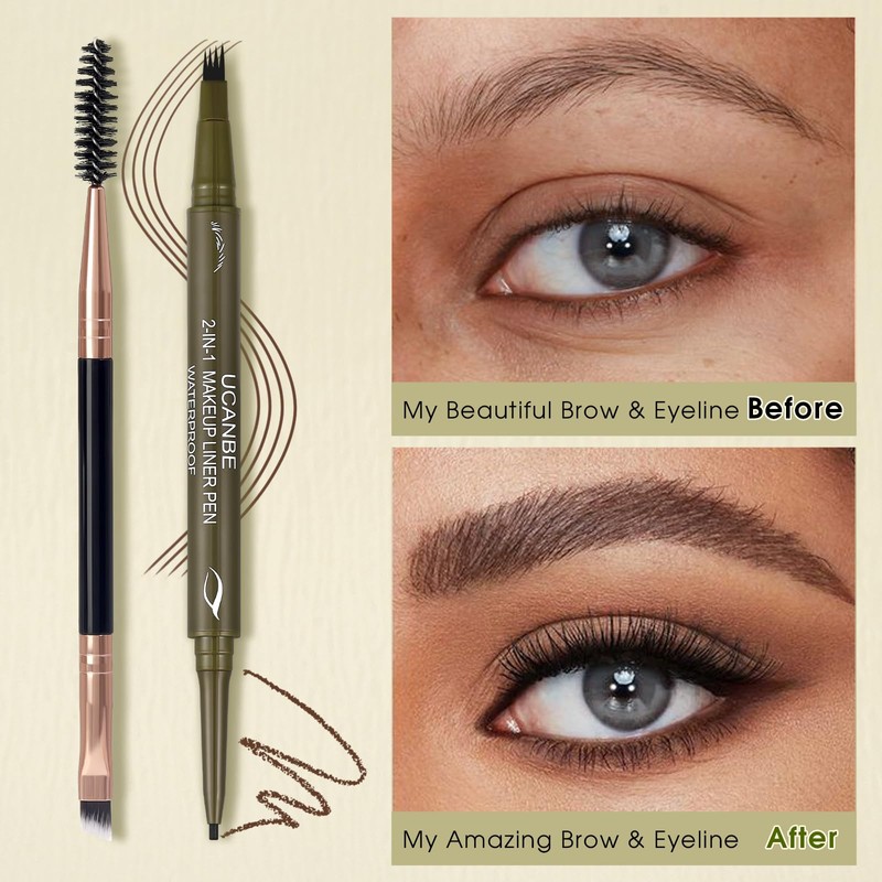 UCANBE Eyebrow Pencils for Women with Spoolie Brush, Dual-Ended Eyebrow