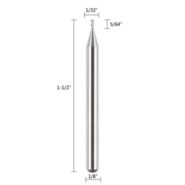 SpeTool Fresas de extremo de 1/8 para aluminio de 1/32 pulgadas, diámetro de corte, 3 flautas, fresas de fresado en espiral CNC para corte de aluminio, corte de metal no ferroso, 3,8 cm de largo, 5 piezas
