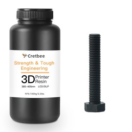 Cretbee Tough 3D Printing Resin, Rigid-Tough Engineering Resin, High Precision, Low Shrinkage, Electroplatable, Paintable, Threadable for Prototypes, Jigs & Functional Parts (Black, 1000g)