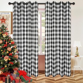Bentrilisa Buffalo Plaid Window Curtains for Living Room Black White Check Farmhouse Home Decor Grommet Light Filtering Window Treatment Curtain Drapery, 2 Panels, 52 x 63 Inch