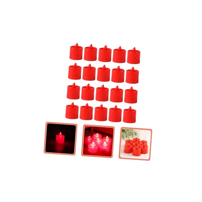 Velas LED Rojas sin Llama, 20 Piezas de Plástico