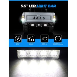 Chelhead 2PCS 5.5 Inch White Led Slim Light Bar 12W Flush Mount Driving Light 6000K Super Bright Compatible with 12V/24V Off Road SUV ATV 4WD Car Truck Golf Cart